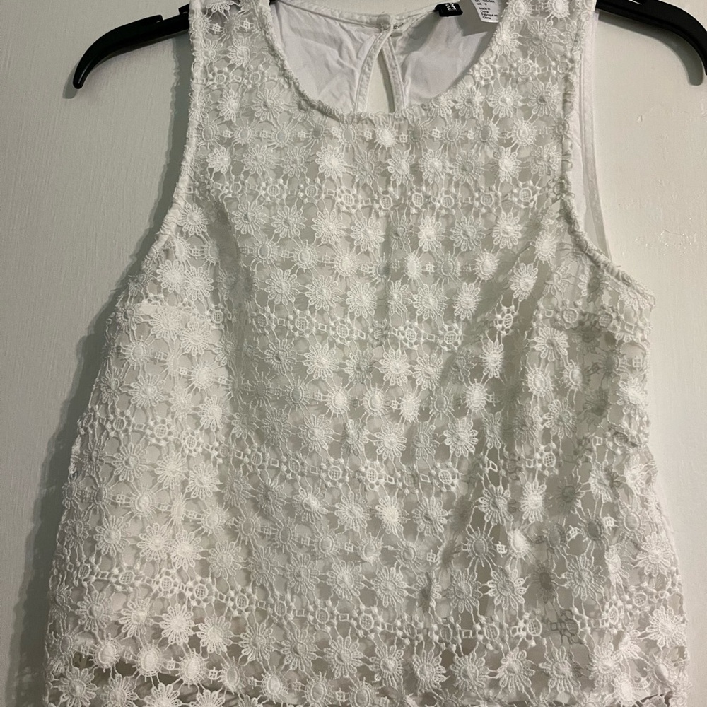 H&M White Floral Lace Blouse